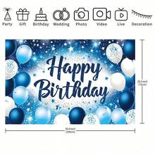 1 Piece Of Blue Happy Birthday Background Cloth. Suitable For Birthday Party Decoration, Cake Table Background Decoration, All Props, Perfect Birthday Party Decoration Supplies. - Multicolor - View 6