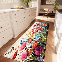 1pc Colorful Wildflower Butterfly Pattern Printed Faux Cashmere Surface TPR Bottom Doormat, Bathroom Mat, Kitchen Mat, Laundry Room Mat, Holiday Atmosphere Decor, Home Decor, Party Decor, Wedding Decor, Dining & Kitchen Decor - Multicolor - View 8