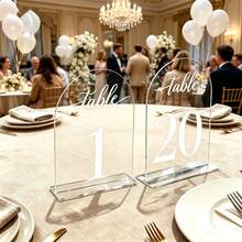1 Set = 10pcs Transparent Acrylic Arch-Shaped Table Number Plates 1-40 With Display Stands, Suitable For Wedding Reception Decor, Dining Table, Party, Anniversary, Events (Peel Off Protective Film Before Use) - View 9