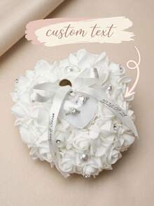 1 Peça Caixa de Almofada de Anel em Formato de Coração com Flores Personalizada com Fita de Renda Elegante, Caixa de Suporte de Anel de Casamento Personalizável, Presente de Proposta para Noiva e Madrinha, Adequado para Cerimônia de Noivado e Casamento, Presente Perfeito para Dia dos Namorados e Natal - Multicolorido - Visão 4