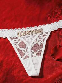 1pc Custom Letter Women's Lingerie, Unique Exclusive Design, Perfect Gift For Wife, Girlfriend On Holidays And Anniversaries - White - View 3