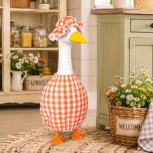Harvest Festival Porch Goose 23 Inch Plastic Cement Statue, Goose Outfit With Hat, Suitable For Outdoor Yard Lawn Patio Decoration - Cement Lawn Goose Thanksgiving Decoration Outfit With Orange Stripes (Goose Statue Not Included) - A - View 6