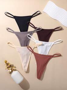 6pcs Tassel Metal Chain Women's Thong Panties - Multicolor - View 3
