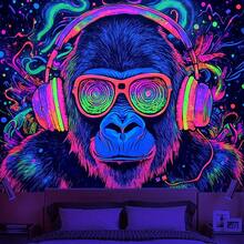 Neon Party Glow Tapestry - A UV-Reactive Wall Decor Suitable For Black Light Parties, Festivals And Events - Featuring Colorful And Designs That Can Light Up Any Area. - Multicolor - View 2