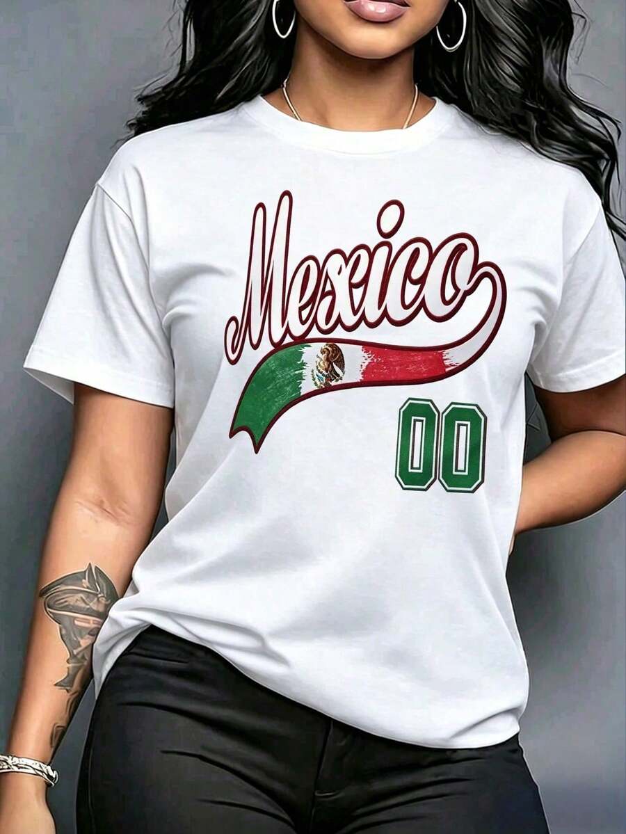 Camiseta Mujer Diseño Mexicano Ropa Verano Ligera Blusa Mujer Estilo Mexicano Camiseta Casual Manga Corta - Blanco - Ver 1