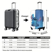 Disney Stitch Luggage Cover, Large Stitch Character On Split White & Blue Background With "Stitch" Text And Sketch Pattern Design Suitcase Protector Suitable For Travel Lovers - Color - View 4