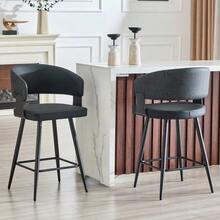 Modern Upholstered Dining Chair With Backrest And Armrests, Minimalist Restaurant Chair For Home, Kitchen, Hotel, Showroom, Mid-Century Style - 黑色 - 查看 4