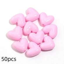 50pcs 3D Acrylic Candy Color Heart Beads, Shiny Colorful Heart-Shaped Beads For DIY Jewelry Making, Necklace, Earrings, Bracelet, Keychain Decorative Accessories - Heart-shaped - View 22