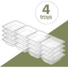 - Bandeja rectangular de plstico 4 secciones, Transparente, 4 - Transparente - Ver 4