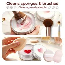 Makeup Brush Cleaner Soap With Silicone Cleaning Pad,2-In-1 Solid Makeup Brush Cleaner Balm,Deeply Cleans Waterproof Makeup For Synthetic And Natural Brushes And Sponges (Heart 100g)Make Up Sponge/Eyebrow Gel Pencil/Facial Sponge/Makeup Pencil - Heart-shaped - View 7