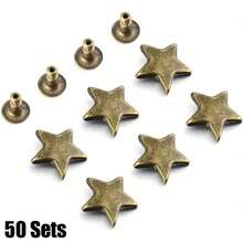 50/100pcs Metal Star Shaped Rivets, Suitable For Leather Crafts, Clothing, Bags, Shoes DIY, Rivet Decoration - Multicolor - View 9