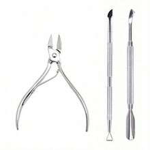 Kit de Ferramentas de Manicure Profissional em Aço Inoxidável com Cortador de Unhas, Tesoura, Alicate, Empurrador e Removedor de Cutículas Multifuncional para Cuidados com as Unhas - Prata - Visão 11
