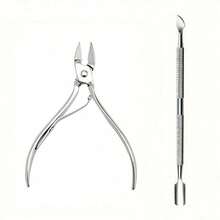 Kit de Ferramentas de Manicure Profissional em Aço Inoxidável com Cortador de Unhas, Tesoura, Alicate, Empurrador e Removedor de Cutículas Multifuncional para Cuidados com as Unhas - Prata - Visão 12