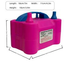 1 Pack Portable Electric Balloon Pump, Multicolor Plastic Dual Nozzle Balloon Inflator, Lightweight Handheld Air Pump With Handle, Fast Inflation For Party, Birthday, Wedding Decoration - Hot Pink - View 6