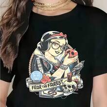 Camiseta Punk más hermosa de  con diseño de Blancanieves, bonita camiseta con cuello redondo, holgada, informal, estilo Harajuku de talla grande - Multicolor - Ver 1