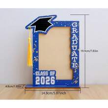 1pc Graduation Cap Wooden Tassel Photo Frame With Inspirational Quote - Modern Vertical Desktop Display Stand, Suitable For Graduation Photos, Graduation Party Decor & Graduate Keepsake Gift, Graduation Party Decor - Multicolor - View 8
