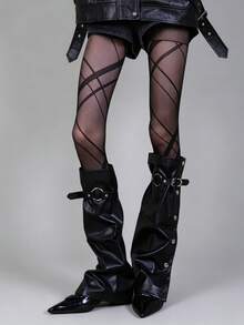 STAR RIVER SOCKS|1 Pair Thin Striped Transparent Tights, Fashion INS Style Black Tight Pants, Sexy Y2K Girl Stockings, White Sweet JK Base Stockings, Suitable For Daily And Street Wear - Multicolor - View 7