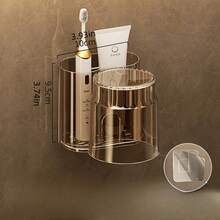 1pc Drill-Free Wall-Mounted Toothbrush Holder With Mouthwash Cup - Space-Saving Bathroom Toothpaste And Toothbrush Organizer, Multi-Functional Storage Rack, Suitable For Toothbrushes, Lipsticks, Cosmetics, Etc. - Multicolor - View 13