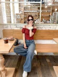 Women Tops - Red - View 7