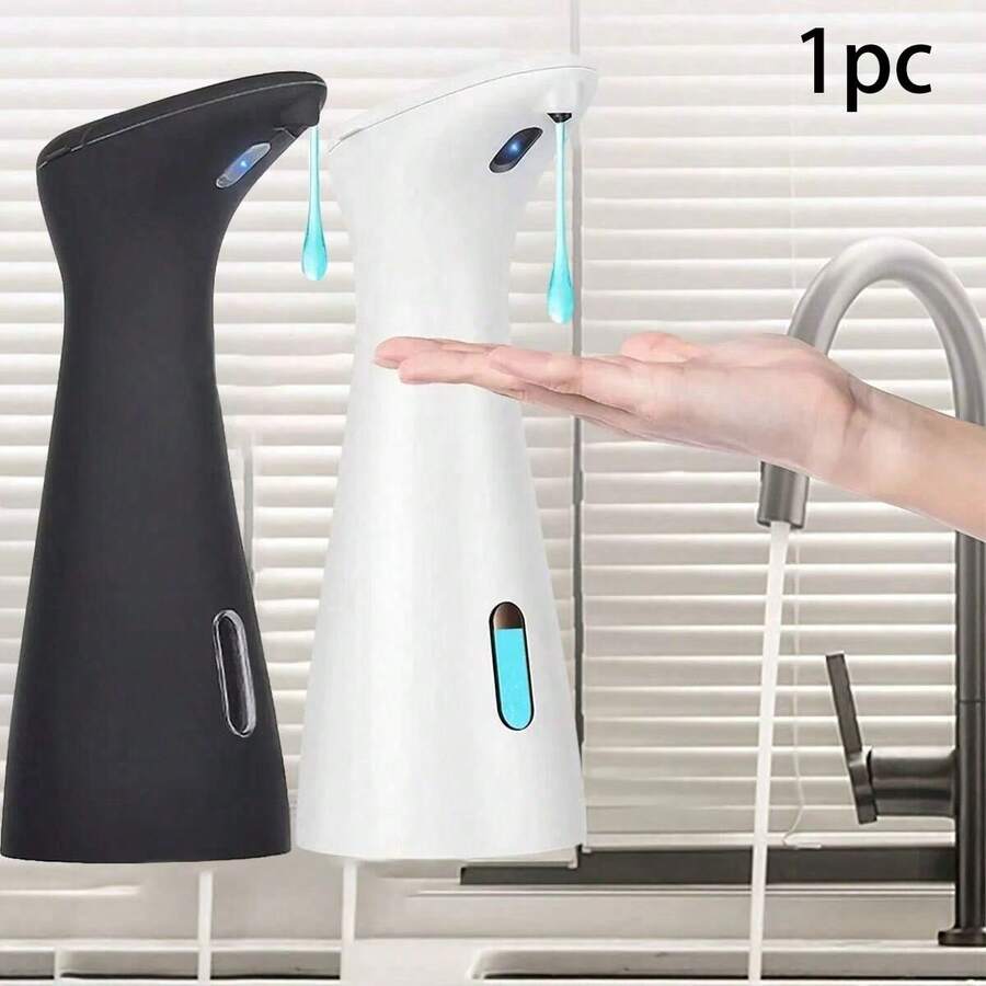 1pc Touchless Automatic Soap Dispenser, No-Touch White Plastic Dispenser With Upgraded Infrared Sensor And Brown Base, Perfect For Kitchen And Bathroom Use, Bathroom Soap Dispenser - This Product Does Not Include Batteries, Must Be Purchased Separately, Must Use New Batteries