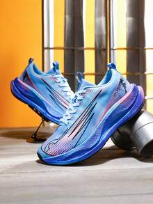 Women's Running Shoes, Women's Fashion Thick Sole Sneakers Carbon Plate Shock Absorbing Sole Casual Sports Shoes, Height Increasing Footwear Suitable For Marathon Running, Gym Workout, Outdoor Activities, Thick Sole Walking Shoes All Seasons - Interstellar Blue - View 6