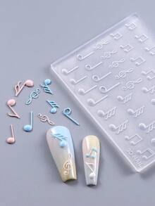 1件透明軟矽膠3D音符美甲模具，可重複使用高音譜號與音符雕刻模板，易脫模美甲工具，適用於DIY UV凝膠、壓克力、Polygel美甲延長，音樂主題、演唱會與日常美甲設計用品 - 無色 - 查看 4