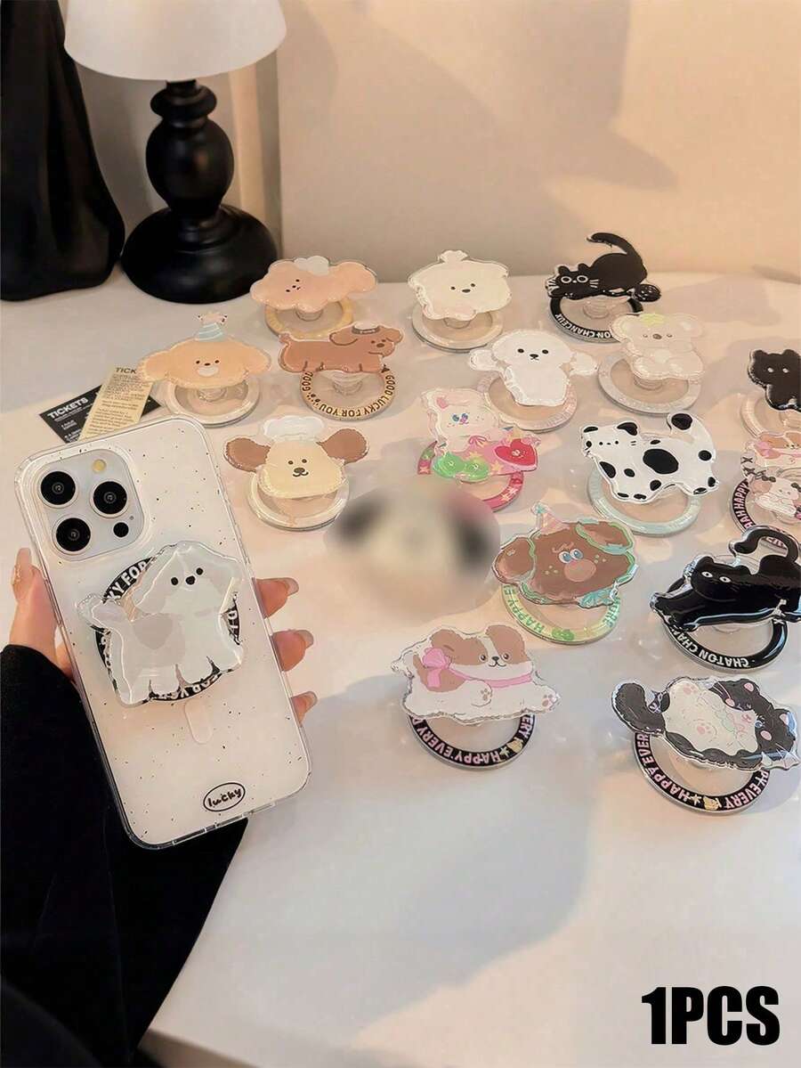 1 pièce Support de téléphone magnétique style coréen mignon en forme d'animal, support de téléphone pliable compatible avec les téléphones et Android