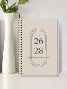 BUBU 1本 2026-2028 週計畫與月計畫螺旋裝訂筆記本，學術約會簿日程日誌，提升生產力，適用於居家、學校與工作使用，A5尺寸，返校季節，辦公用品，學校用品，女性禮物，教師節禮物 - 米色 - 查看 2