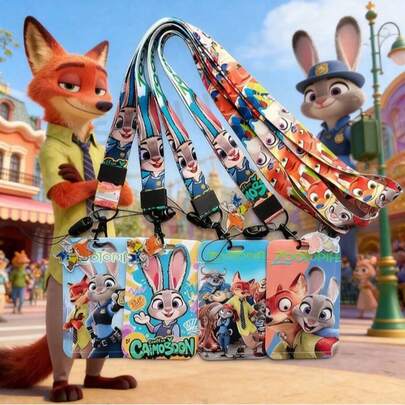 Disney Hộp đựng thẻ Nick, Judy và Mr. Snake (1 cái), hộp đựng thẻ sinh viên trường học, dây đeo thẻ ID, bảo vệ thẻ công việc, hộp đựng thẻ mẫu giáo, hộp đựng thẻ sinh viên tựu trường, giá đỡ điện thoại, hộp lưu trữ nhãn dán, văn phòng phẩm, quà tặng