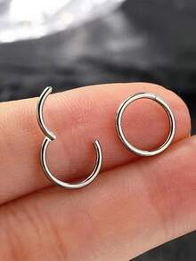 1/4pcs 316L Stainless Steel Seamless Nose Ring, Multi-Functional Earring Suitable For Men And Women Daily Wear - Silver - View 18