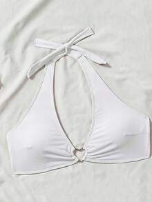 New 2026 Model: Women's Heart-Shaped Neck Tie Bikini Set - Putih - View 4