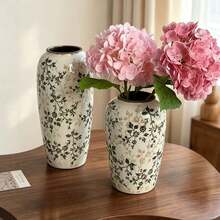 Vintage Ice Crackle Ceramic Vase, Light Luxury Pastoral Decor For Living Room, Hydroponic Flower Arrangement, Dried Flower Holder, Lotus Style, Satisfying Gift - 1PC - View 5