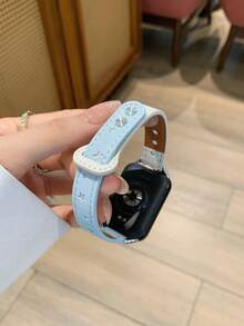 Starry Galaxy, Compatible With Xiaomi Band 10pro Strap 9/8PRO Watch 4/5/6 Leather Appearance - {Galaxy Double Buckle} - White and Blue - View 4