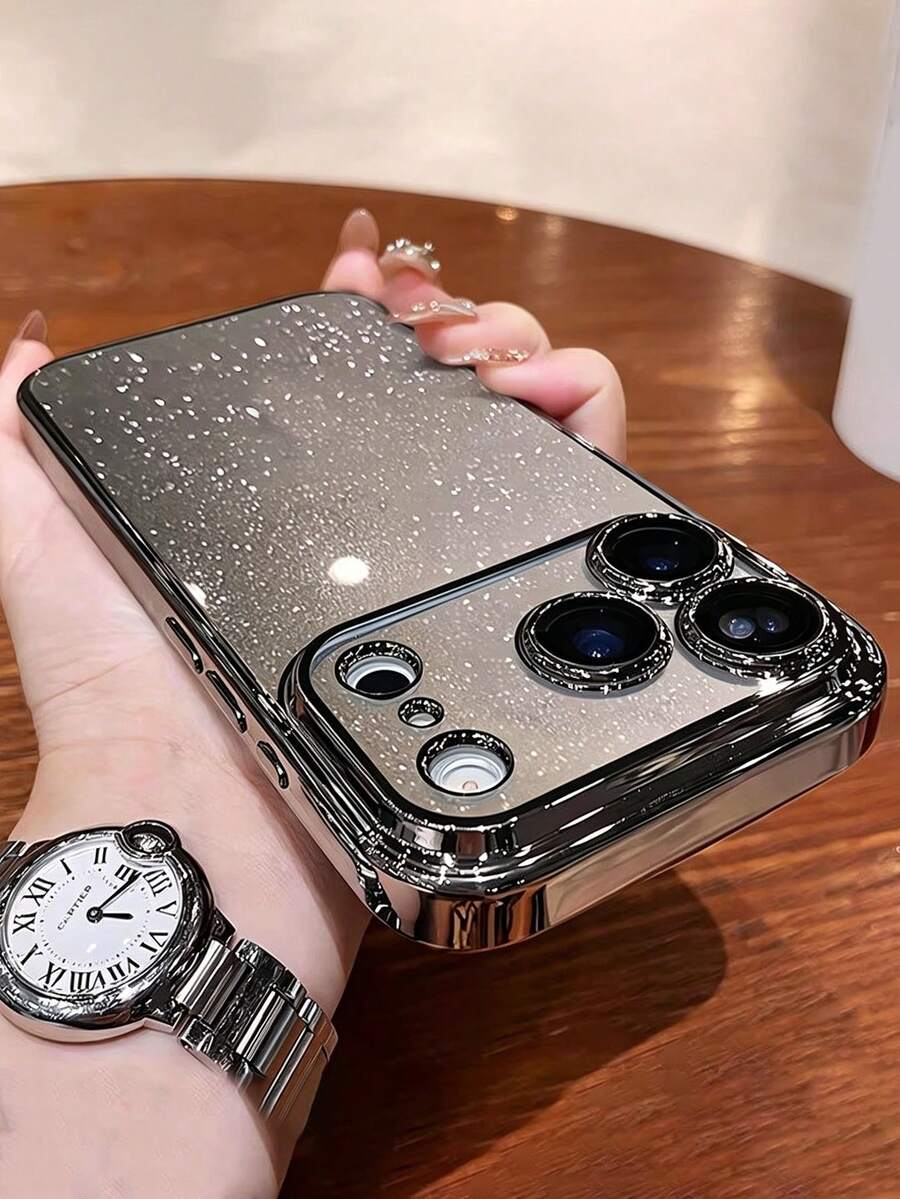 Casing Ponsel PC Transparan Berlapis Payet Berkilau Mewah, Kompatibel dengan iPhone 17 Pro Max 16 15 14 13 12 11 Pro Max, Pelindung Belakang Keras Tahan Guncangan