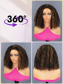 OQ 180% Density 16-28 Inch Soft Comfortable 3-In-1 Half Wig Brown Ombre Highlight Curly Wig No Glue No Lace Natural Hairline Seamless Half Wig - S2/30 - View 6