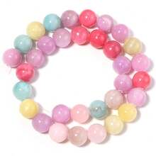 1 Strand Candy Colorful Beige Jade Round Beads (Approx. 30-90pcs) Green Jade Loose Beads For Handmade DIY Bracelet Necklace Jewelry Making - Candy Beads - View 11