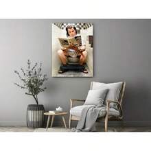 Canvas Painting Aesthetic Decoration, "Pulp Fiction" Toilet Scene. Exquisite Poster Art, Wooden Frame Artwork (1 Piece), Thickness 2.5 Cm / 1 Inch, Suitable For Various Home Decoration Occasions And Various Festival Decoration Gifts. - 有框架 - 查看 4