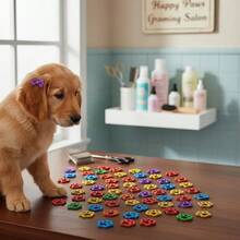 100 Adesivos Pet Patinhas Aplique Eva Lacinhos Petshop Banho e Tosa Cães e Gatos - Multicolorido - Visão 8
