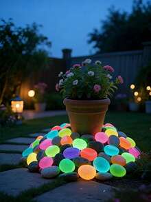 4000 piezas/Set Piedras que brillan en la oscuridad, piedras luminosas para jardín, acuario, decoración de senderos, adecuadas para jardín, césped, patio, hogar, exterior, jardín de hadas, decoración de Navidad/Día del Padre/Halloween - A - Ver 3