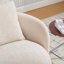 30" Living Room Rotating Decorative Chair(1PC), 360 ° Rotatable Bucket Shaped Sofa Chair, Chenille Armchair,Extra Super Soft Pillows As A Gift,Ergonomic Design,Suitable For Various Scenarios Such As Living Rooms, Bedrooms, Balconies, Etc - 米色-可旋轉裝飾椅+抱枕-雪尼爾 - 查看 4