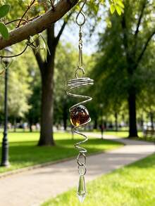 1set Colorful Crystal Spiral Wind Chime Pendant, Rotating Glass Ball Ornament, Prism Pendant, Suitable For Outdoor Garden And Patio Decoration, Rotating Light-Absorbing Pendant, Suitable For Home Gardening, Party And Holiday Decoration. - A - View 5