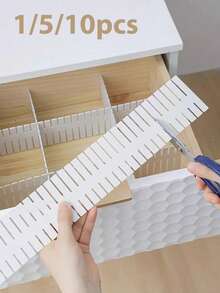1/5/10pcs Adjustable Drawer Dividers - Expandable Storage Containers, Cut-To-Fit Plastic For Kitchen Office Organization, DIY Multi-Purpose Drawer Organizer, Space-Saving For Socks Underwear Utensils, Versatile Home Storage Solution - Multicolor - View 2