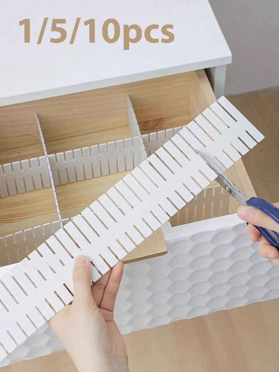1/5/10pcs Adjustable Drawer Dividers - Expandable Storage Containers, Cut-To-Fit Plastic For Kitchen Office Organization, DIY Multi-Purpose Drawer Organizer, Space-Saving For Socks Underwear Utensils, Versatile Home Storage Solution