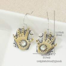 Artistic Vintage Style Palm Shaped Cubic Zirconia Dangle Earrings, Elegant Women's Accessory, Perfect Gift - Gold - View 2