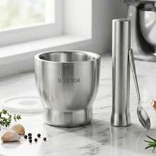 Steel Garlic Mortar And Pestle-Manual Crusher & Grinder For Herbs & Spices - Multicolor - View 2