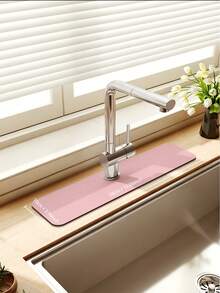 1 pieza Alfombrilla absorbente de diatomita rosa para grifo, almohadilla protectora contra salpicaduras de secado rápido para fregadero, protector antideslizante para encimera de cocina & baño, lavable & reutilizable - Rosa - Ver 8