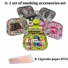 Bros 完整抽菸套組：110mm 捲菸機、預捲菸錐、金屬托盤、濾嘴與研磨器 - 生日與節日的完美禮物，AB 2 套選擇 (A: 1 套抽菸配件，B: 8 片菸紙) - 彩色 - 查看 10