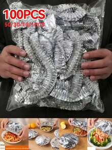100/50/30/10/1入 鋁箔保溫蓋，適用於廚房與餐桌 - 可重複使用，保溫保鮮，適合野餐、露營與居家使用，露營食物保溫蓋|食品安全蓋|可重複使用食品保鮮膜，冰箱儲存與收納 - 彩色 - 查看 2