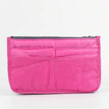 Bolsa de Almacenamiento Multifuncional Plegable con Doble Cremallera, Gran Capacidad para Organizar Maquillaje y Artículos de Aseo, Bolsa de Clasificación Grande - Rosa Fucsia - Ver 1