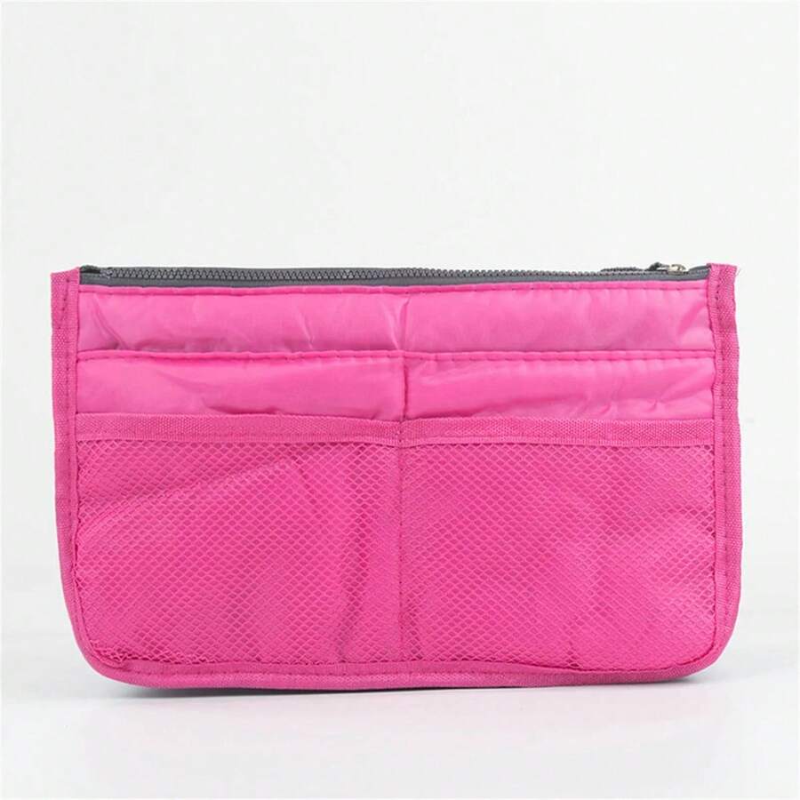 Multifunctional Foldable Storage Bag With Double Zipper, Large Capacity For Organizing Makeup And Toiletries, Large Sorting Bag - روز أحمر - مشاهدة 1